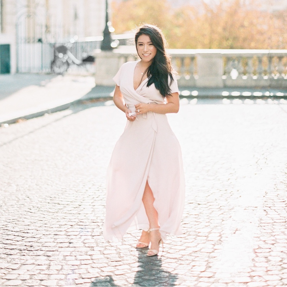 Aritzia Babaton Wrap Dress - in BLUSH
